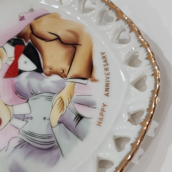 Vintage  Norcrest Japan  Happy  Anniversary  decorative wall plate - Picture 2 of 14